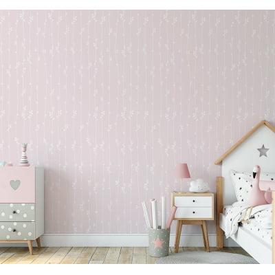 Papel De Parede Folhagens Menina Quarto Infantil Bebê - VRC571 Papel De Parede Folhagens Menina Quarto Infantil Bebê - VRC571