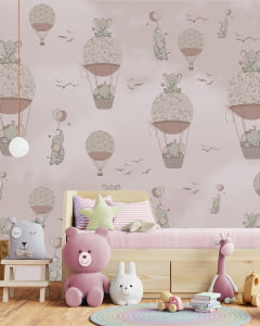 Papel de parede Infantil Menina Elefantinha Floral