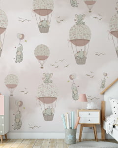 Papel de parede Infantil Menina Elefantinha Floral