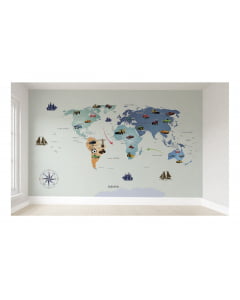 Papel de Parede Infantil Mapa Mundi