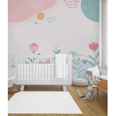 Papel de Parede Infantil Floral Rosa Menina