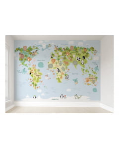 Papel de Parede Infantil Mapa Mundi