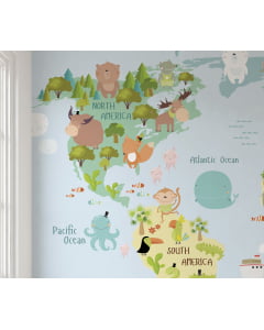 Papel de Parede Infantil Mapa Mundi