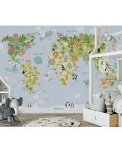 Papel de Parede Infantil Mapa Mundi