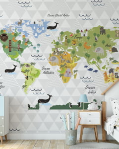 Papel de Parede Infantil Mapa Mundi - VR60