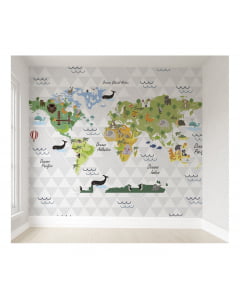 Papel de Parede Infantil Mapa Mundi