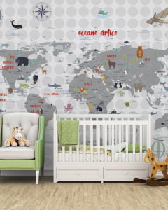 Papel de Parede infantil Mapa Mundi