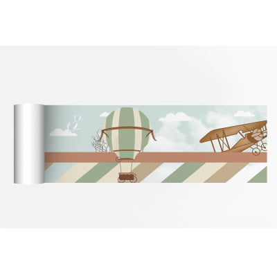 Faixa Decorativa Infantil Adesiva Aviões Verde Menino