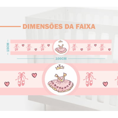 Faixa Decorativa Infantil Adesiva Rosa Bailarinas