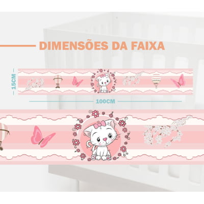 Faixa Decorativa Infantil Adesiva Borboletas Rosa Gato