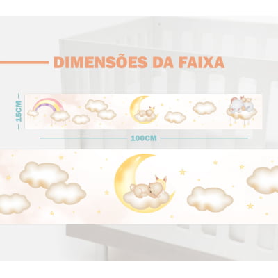 Faixa Decorativa Infantil Adesiva Urso Nuvens 