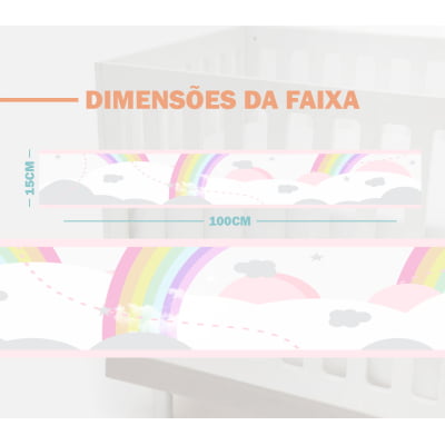 Faixa Decorativa Infantil Adesiva Arco Íris Nuvens