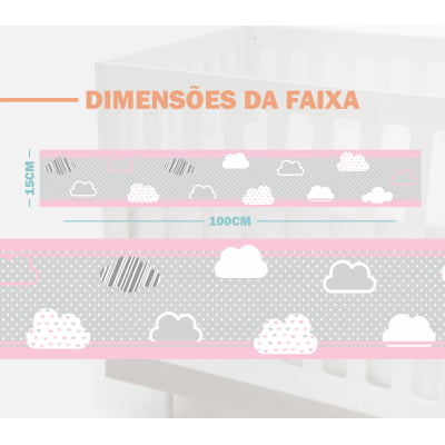 Faixa Decorativa Infantil Adesiva Nuvens Rosa