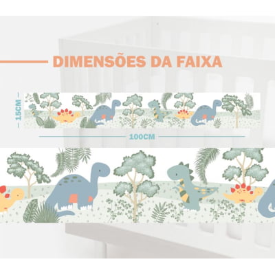 Faixa Decorativa Infantil Adesiva  Dinossauros Montanhas Verde