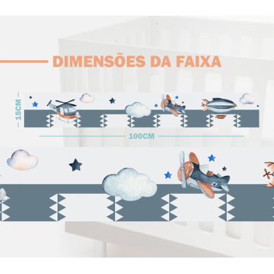 Faixa Decorativa Infantil Adesiva Aviões Azul 