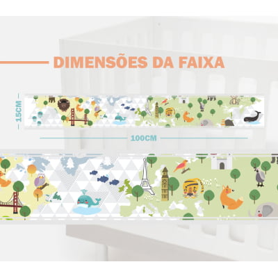 Faixa Decorativa Infantil Adesiva Mapa Mundi Animais