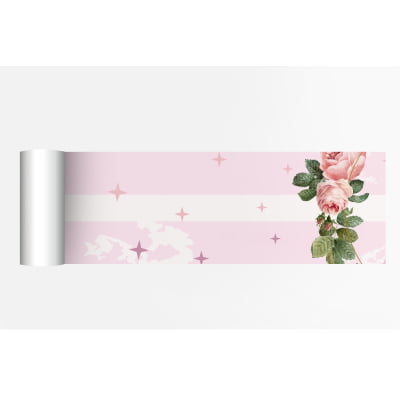 Faixa Decorativa Infantil Adesiva Flores Rosa Laços