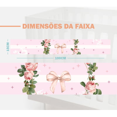 Faixa Decorativa Infantil Adesiva Flores Rosa Laços