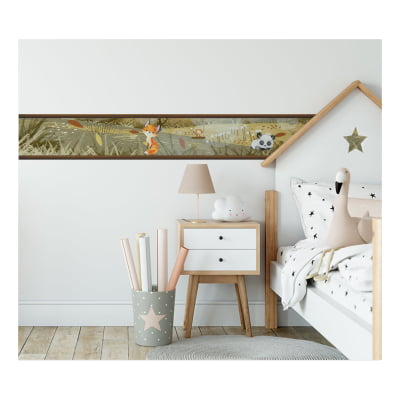 Faixa Decorativa Infantil Adesiva Safari Bosque Floresta - FX350