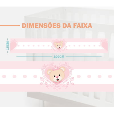 Faixa Decorativa Infantil Adesiva Ursa Princesa Rosa