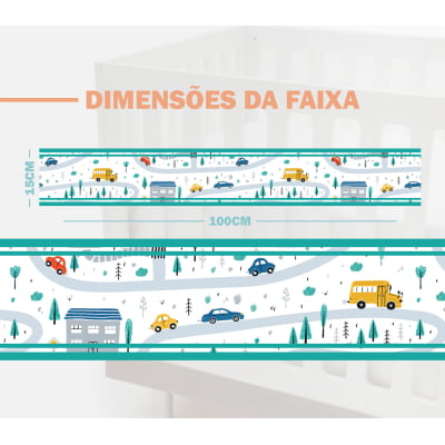 Faixa Decorativa Infantil Adesiva Carros Pista Verde