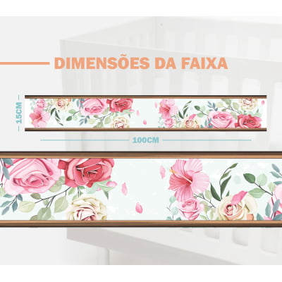 Faixa Decorativa Infantil Adesiva Flores Rosas - FX361