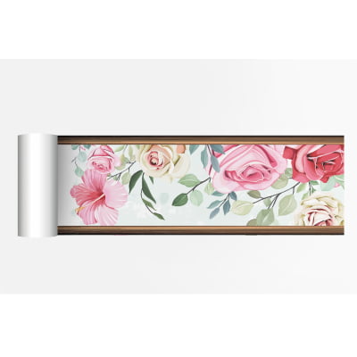 Faixa Decorativa Infantil Adesiva Flores Rosas 