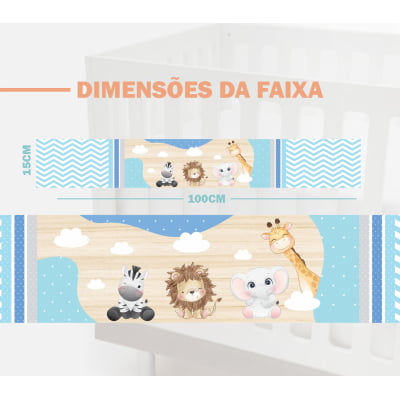 Faixa Decorativa Infantil Adesiva Safari Leão Animais