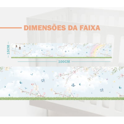 Faixa Decorativa Infantil Adesiva Jardim Encantado Borboletas Azul 