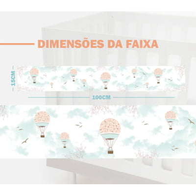 Faixa Decorativa Infantil Adesivo Flores Balões Menina Azul 