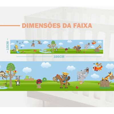 Faixa Decorativa Infantil Adesivo Animais Parque Colorido