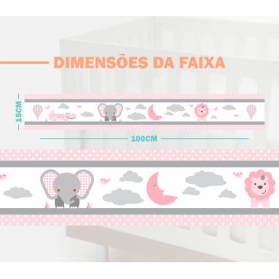 Faixa Decorativa Infantil Adesivo Safari Rosa