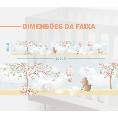 Faixa Decorativa Infantil Adesiva Ursa Jardim Encantado 