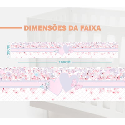 Faixa Decorativa Infantil Adesivo Borboletas Flores Rosa