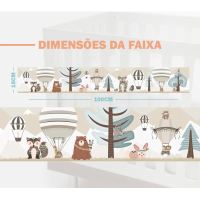 Faixa Decorativa Infantil Safari Bosque Urso Raposa Menino Adesivo 