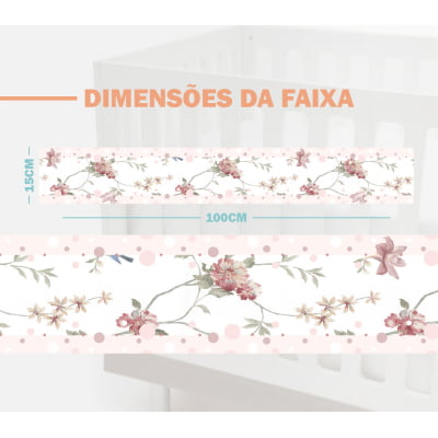 Faixa Decorativa Infantil Floral Delicada Pássaros Provençal