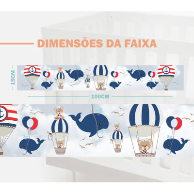 Faixa Decorativa Adesiva Infantil Urso Marinheiro Azul