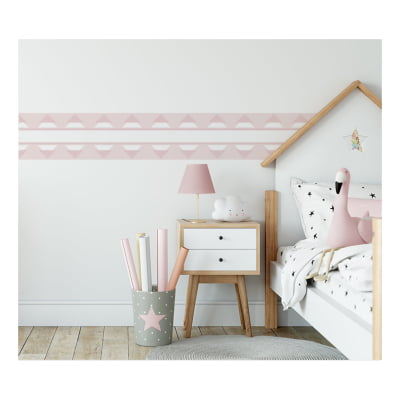 Faixa Decorativa Infantil Adesivo Rosa Menina - FX138