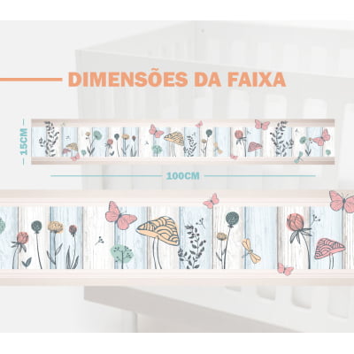 Faixa Decorativa Infantil Adesiva Borboletas Flores Jardim