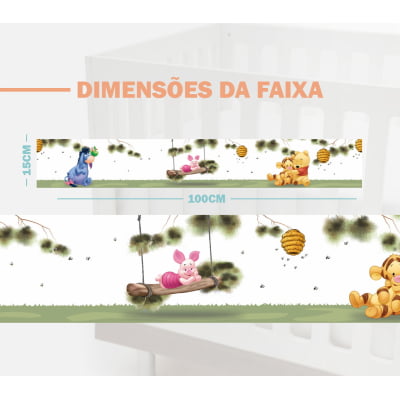 Faixa Decorativa Infantil Ursinho Abelhinhas amarelas Folhagem verde - FX352