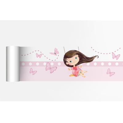 Faixa Decorativa Infantil menina flores borboletas - FX76