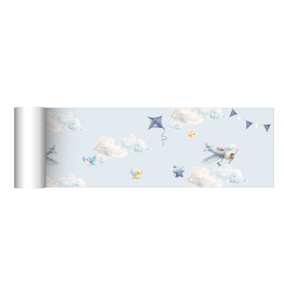 Faixa Decorativa avião céu azul passarinhos infantil- FX721