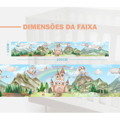 Faixa Decorativa Castelinho Arco-Íris Montanhas Animais Floresta Verde menino - FX699