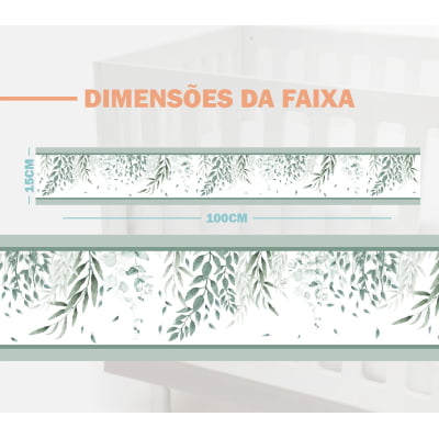 Faixa Decorativa Adesivo Bebê Papel de Parede Folhas Verdes Infantil - FX403