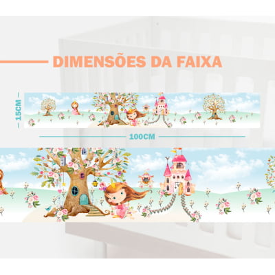 Faixa Decorativa Infantil Adesiva Princesas Castelo Rosa Menina