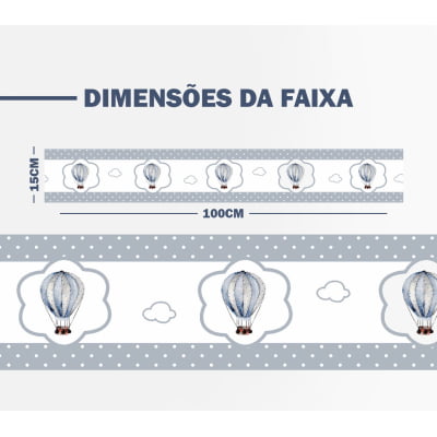 Faixa Decorativa Infantil Adesiva Aviões Balões Azul 