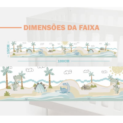 Faixa Decorativa Infantil Dinossauros Praia Mar FX417