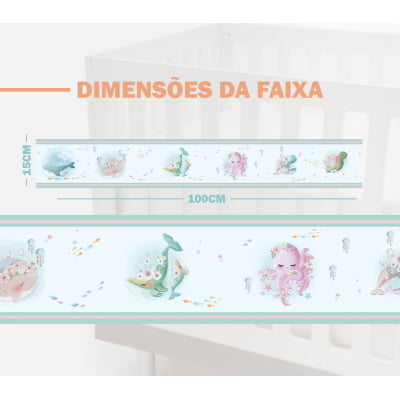 Faixa Decorativa Infantil Bebê oceano animais marinhos infantil Fx552