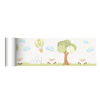 Faixa Decorativa Infantil Bebê ovelhinhas floresta balão quarto Fx458