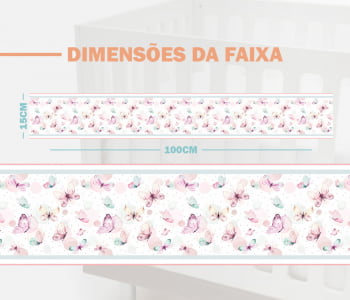 Faixa Decorativa Infantil Bebê Papel de Parede Borboletas FX399